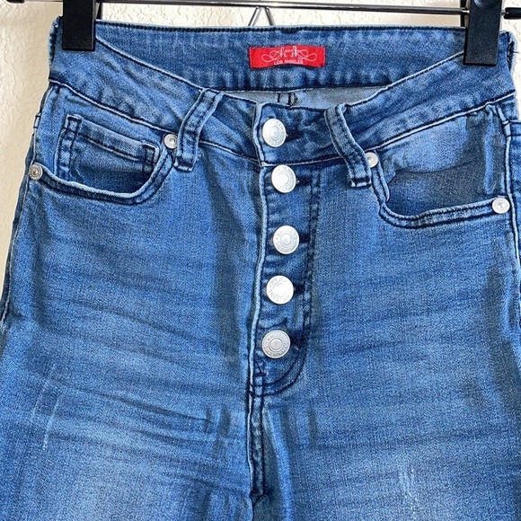 HH JEANS LOS ANGELES stretch 5 button high rise skinny jeans in women’s size 0 - Picture 3 of 10